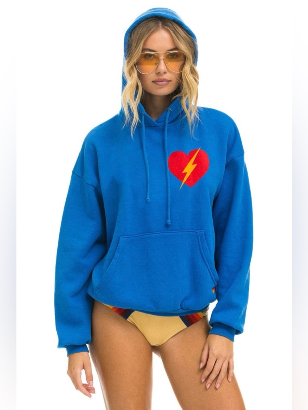 Aviator nation BOLT HEART PULLOVER RELAXED HOODIE Unisex XL ADVENTURE BLUE